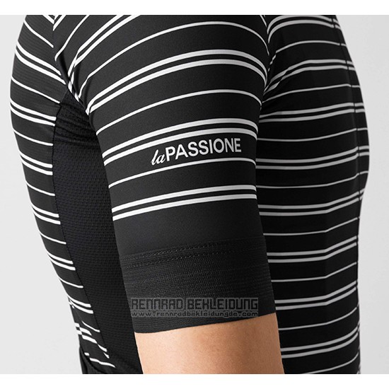 2019 Fahrradbekleidung La Passione Stripe Shwarz Trikot Kurzarm und Tragerhose